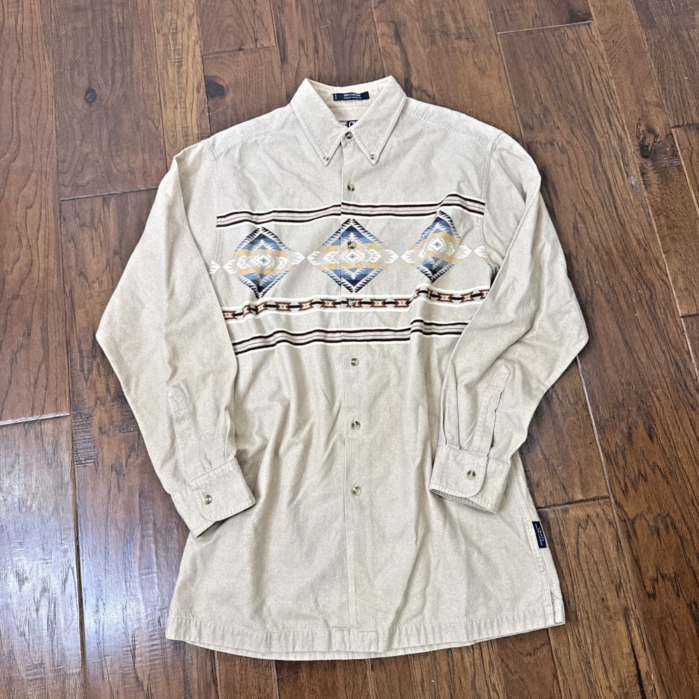 Vintage Chaps Ralph Lauren Aztec Button Down Shirt Western Cowboy 90s Men's M